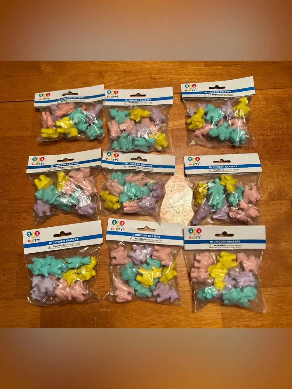 Party! Pack of 10 Unicorn Erasers - Bundle / 9 packs